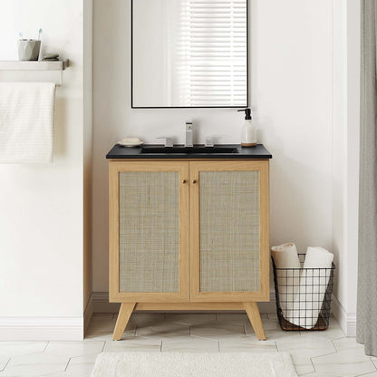 Modway furniture Soma Bathroom Vanity with Black Basin Included - EEI-6712-OAK-BLK