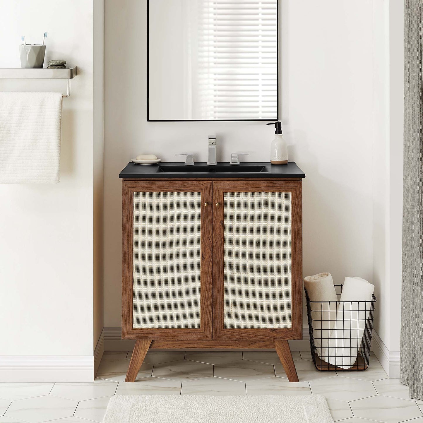 Modway furniture Soma Bathroom Vanity with Black Basin Included - EEI-6712-OAK-BLK