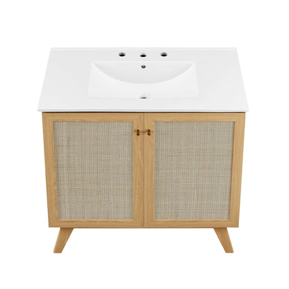 Modway furniture Soma Bathroom Vanity with White Basin Included - EEI-6711-OAK-WHI
