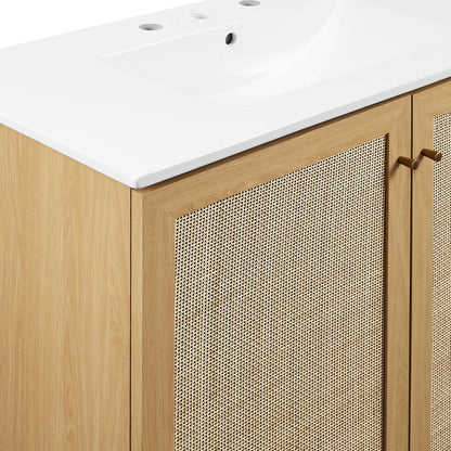 Modway furniture Soma Bathroom Vanity with White Basin Included - EEI-6711-OAK-WHI
