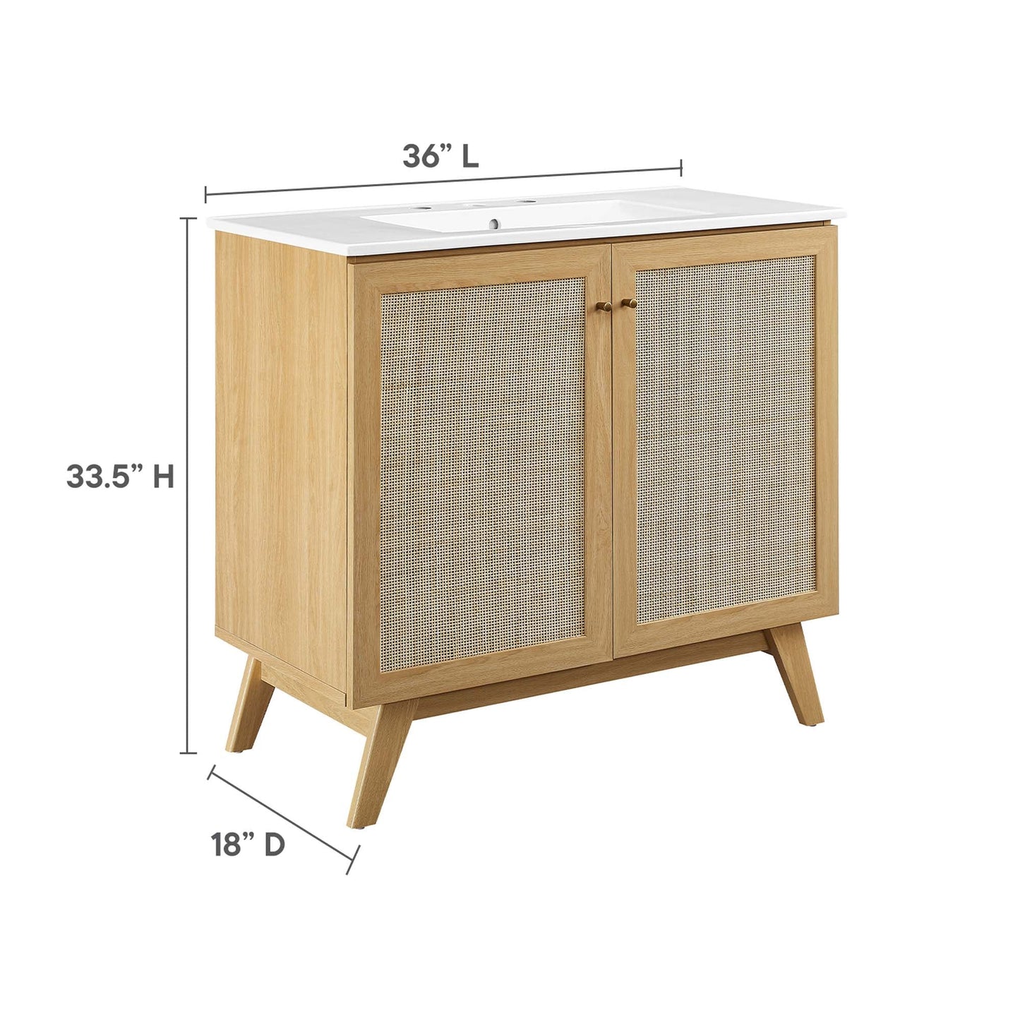 Modway furniture Soma Bathroom Vanity with White Basin Included - EEI-6711-OAK-WHI
