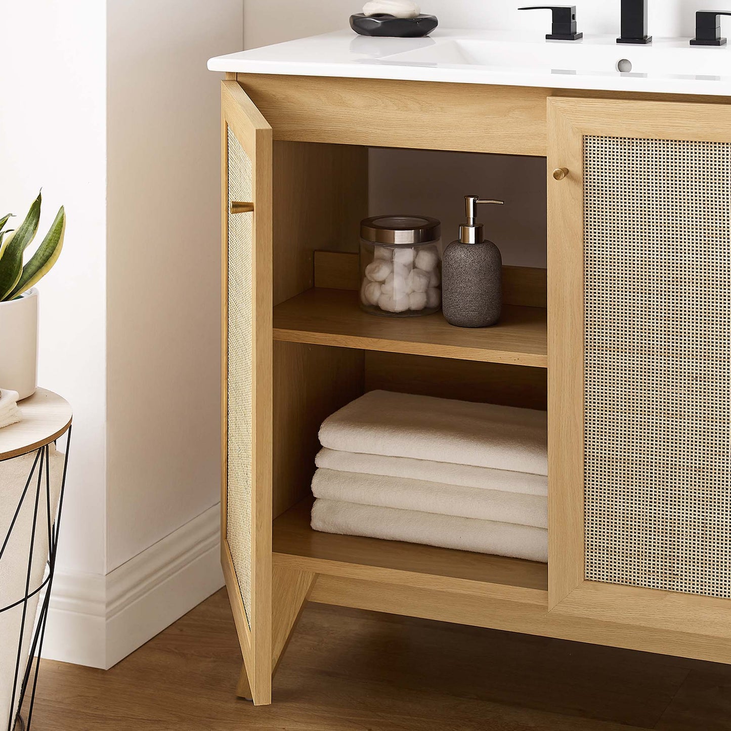 Modway furniture Soma Bathroom Vanity with White Basin Included - EEI-6711-OAK-WHI