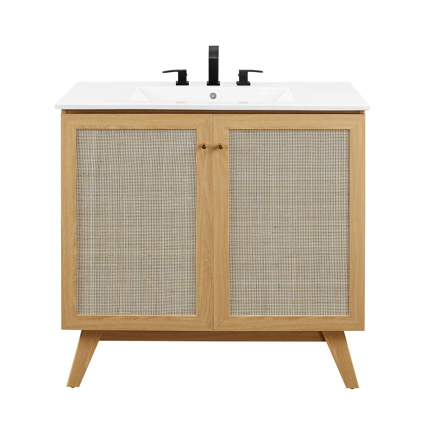 Modway furniture Soma Bathroom Vanity with White Basin Included - EEI-6711-OAK-WHI