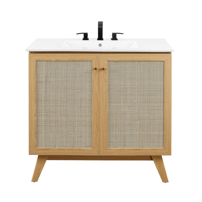 Modway furniture Soma Bathroom Vanity with White Basin Included - EEI-6711-OAK-WHI