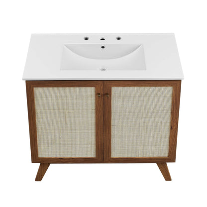 Modway furniture Soma Bathroom Vanity with White Basin Included - EEI-6711-OAK-WHI