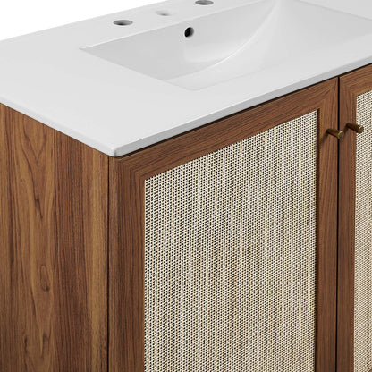 Modway furniture Soma Bathroom Vanity with White Basin Included - EEI-6711-OAK-WHI
