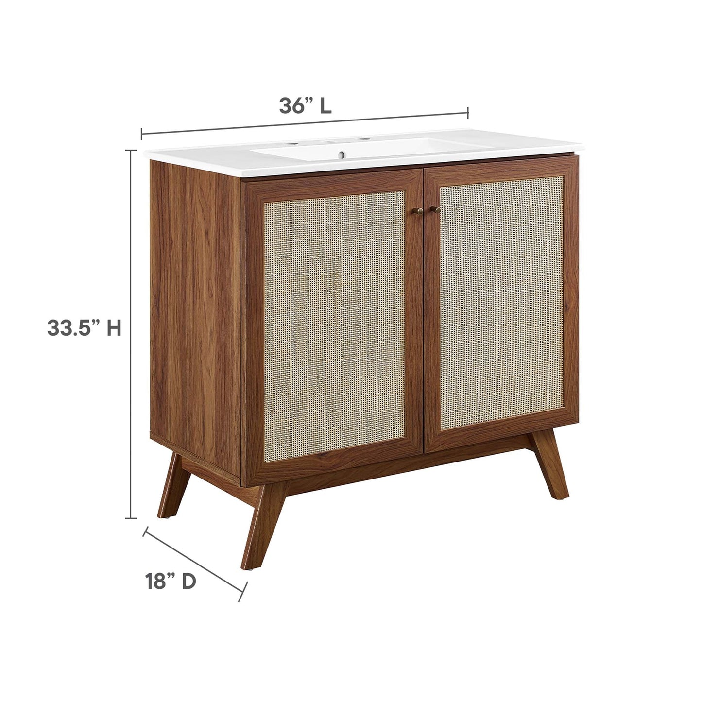 Modway furniture Soma Bathroom Vanity with White Basin Included - EEI-6711-OAK-WHI