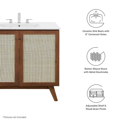 Modway furniture Soma Bathroom Vanity with White Basin Included - EEI-6711-OAK-WHI