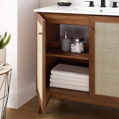 Modway furniture Soma Bathroom Vanity with White Basin Included - EEI-6711-OAK-WHI