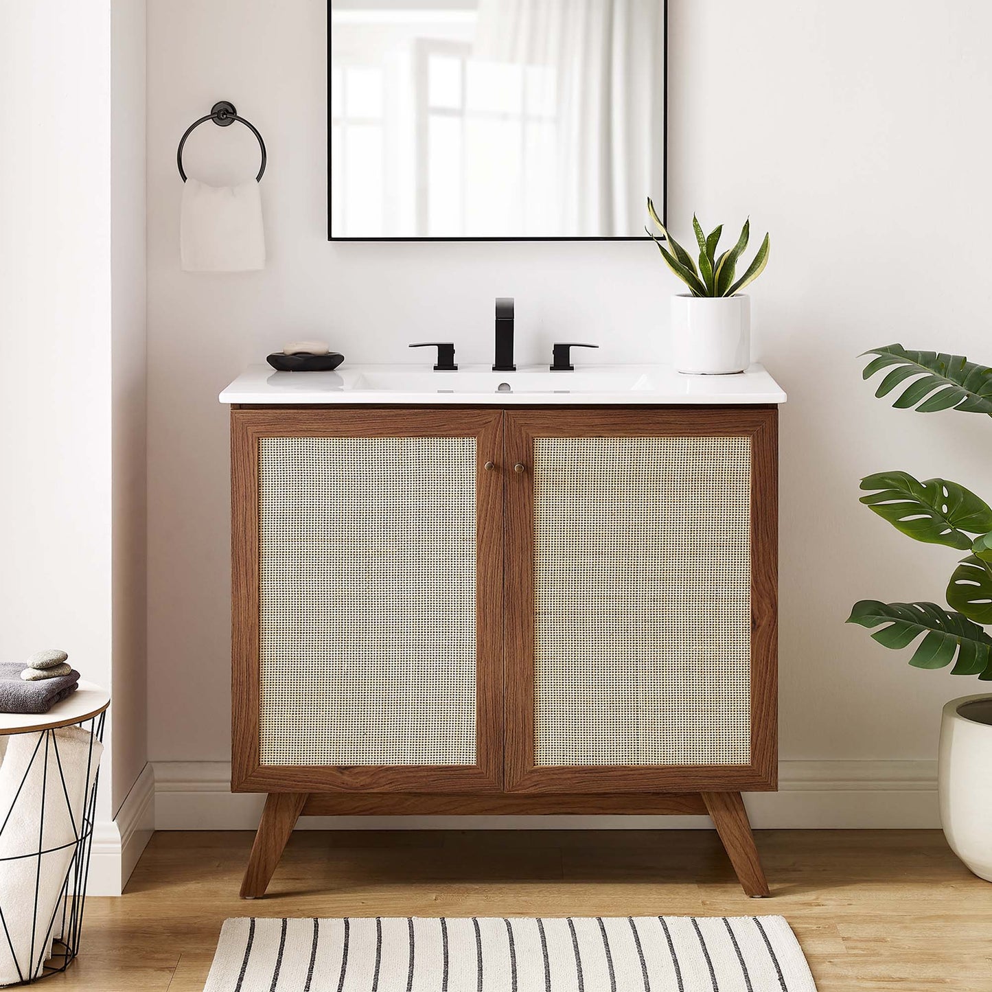 Modway furniture Soma Bathroom Vanity with White Basin Included - EEI-6711-OAK-WHI