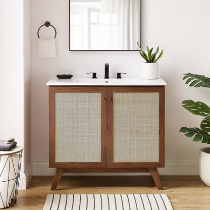 Modway furniture Soma Bathroom Vanity with White Basin Included - EEI-6711-OAK-WHI