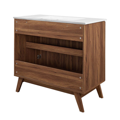 Modway furniture Soma Bathroom Vanity with White Basin Included - EEI-6711-OAK-WHI