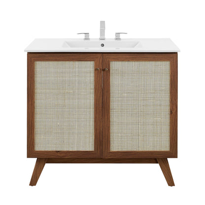 Modway furniture Soma Bathroom Vanity with White Basin Included - EEI-6711-OAK-WHI