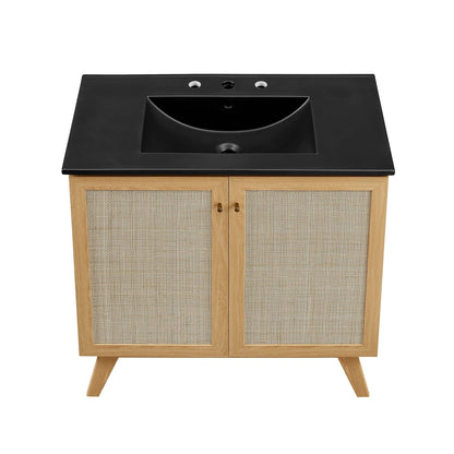 Modway furniture Soma Bathroom Vanity with Black Basin Included - EEI-6712-OAK-BLK