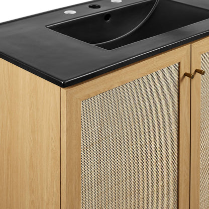 Modway furniture Soma Bathroom Vanity with Black Basin Included - EEI-6712-OAK-BLK