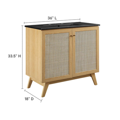Modway furniture Soma Bathroom Vanity with Black Basin Included - EEI-6712-OAK-BLK