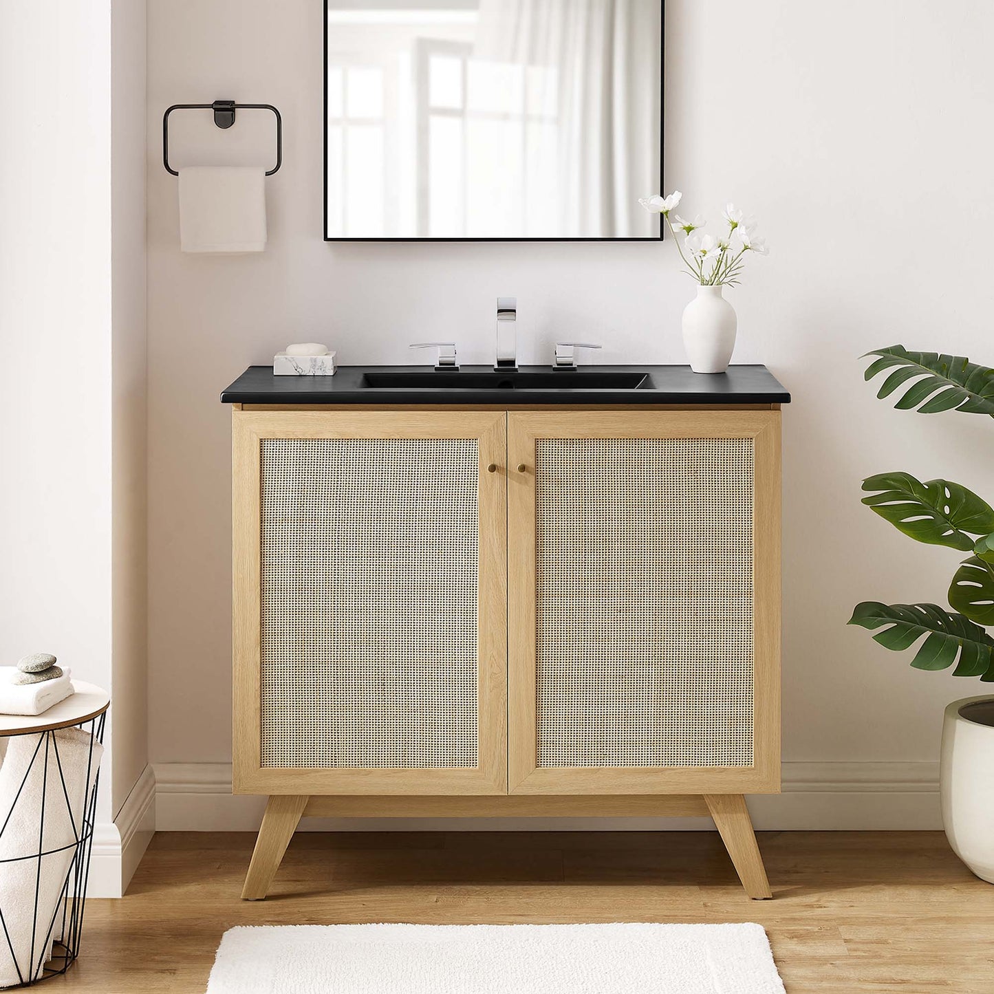 Modway furniture Soma Bathroom Vanity with Black Basin Included - EEI-6712-OAK-BLK