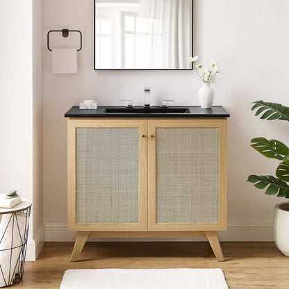Modway furniture Soma Bathroom Vanity with Black Basin Included - EEI-6712-OAK-BLK
