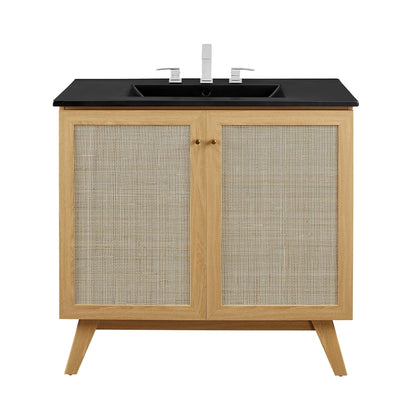 Modway furniture Soma Bathroom Vanity with Black Basin Included - EEI-6712-OAK-BLK