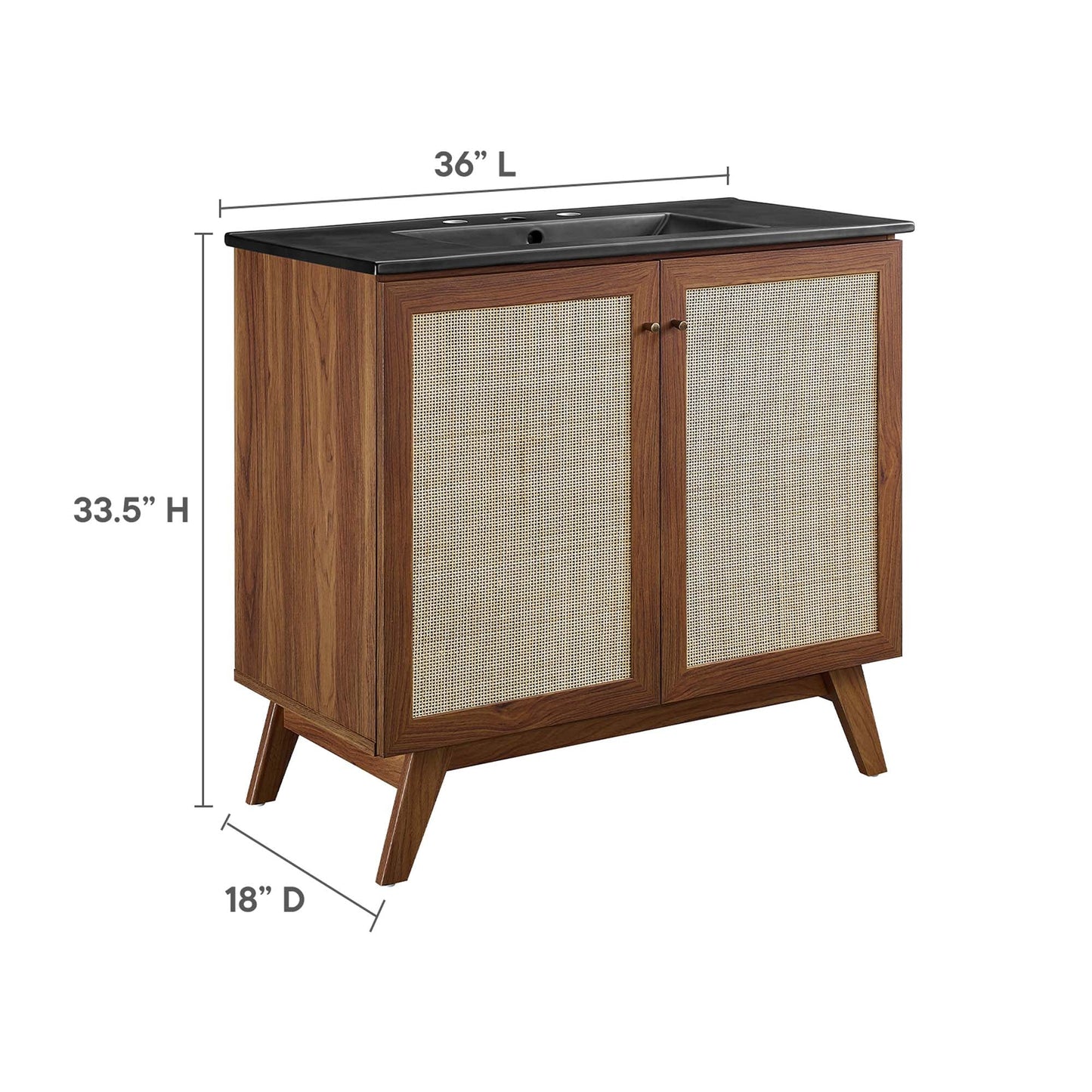 Modway furniture Soma Bathroom Vanity with Black Basin Included - EEI-6712-OAK-BLK