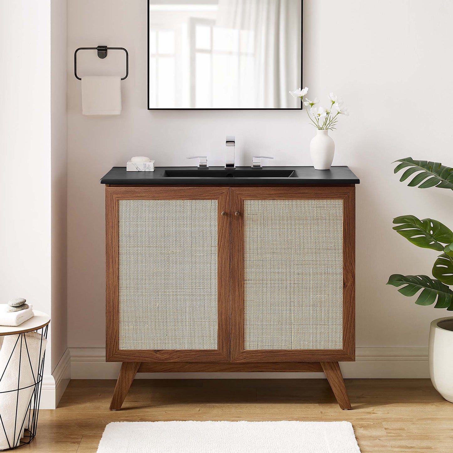 Modway furniture Soma Bathroom Vanity with Black Basin Included - EEI-6712-OAK-BLK