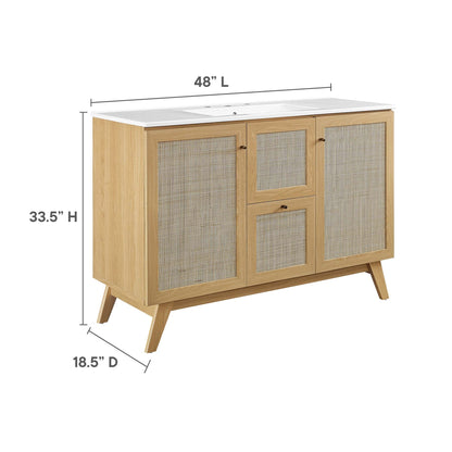 Modway furniture Soma Bathroom Vanity with White Basin Included - EEI-6711-OAK-WHI