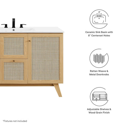 Modway furniture Soma Bathroom Vanity with White Basin Included - EEI-6711-OAK-WHI