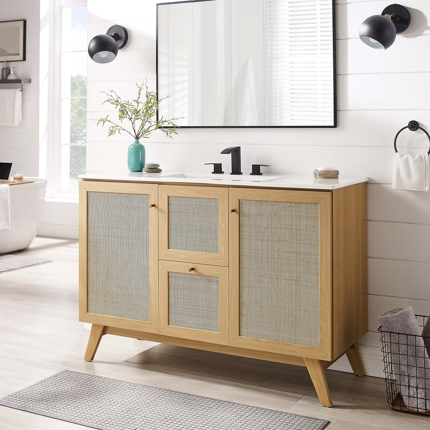 Modway furniture Soma Bathroom Vanity with White Basin Included - EEI-6711-OAK-WHI