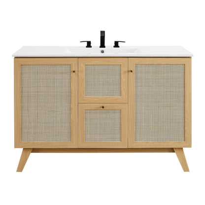 Modway furniture Soma Bathroom Vanity with White Basin Included - EEI-6711-OAK-WHI