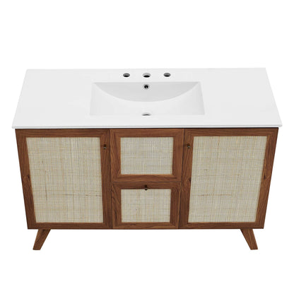 Modway furniture Soma Bathroom Vanity with White Basin Included - EEI-6711-OAK-WHI
