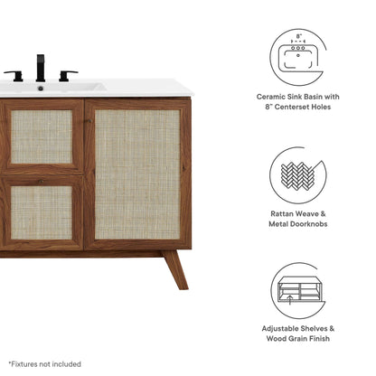 Modway furniture Soma Bathroom Vanity with White Basin Included - EEI-6711-OAK-WHI