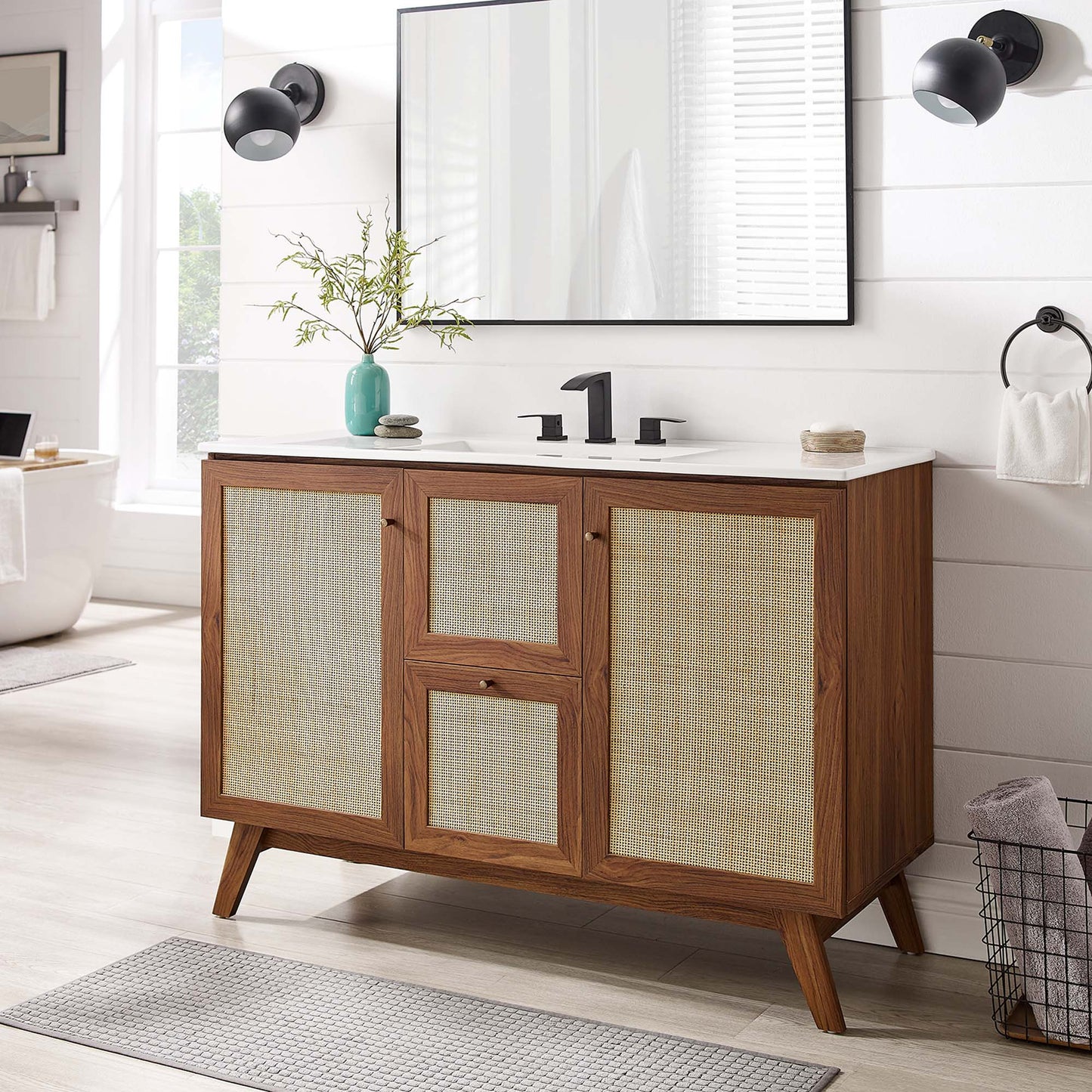 Modway furniture Soma Bathroom Vanity with White Basin Included - EEI-6711-OAK-WHI