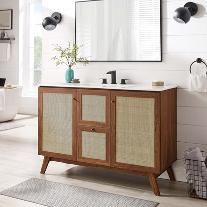 Modway furniture Soma Bathroom Vanity with White Basin Included - EEI-6711-OAK-WHI