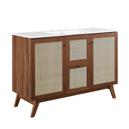 Modway furniture Soma Bathroom Vanity with White Basin Included - EEI-6711-OAK-WHI