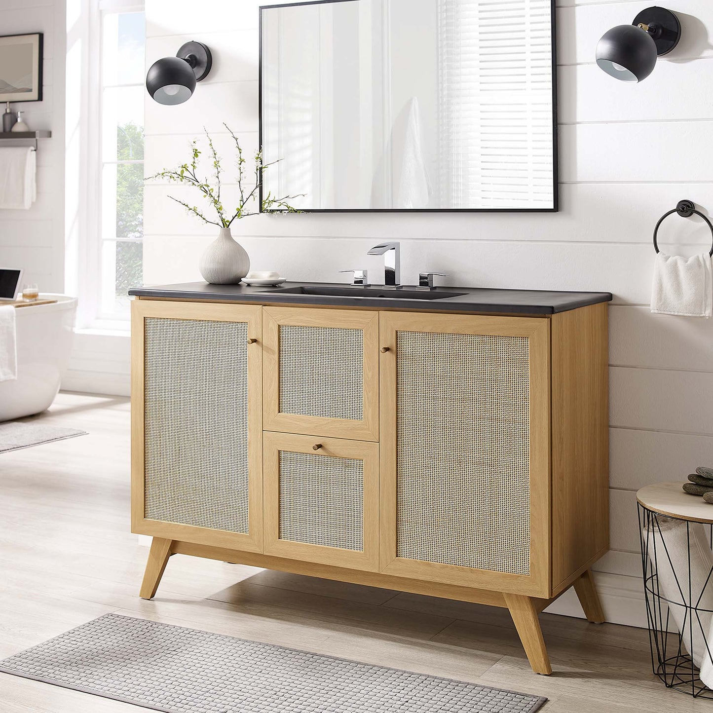 Modway furniture Soma Bathroom Vanity with Black Basin Included - EEI-6712-OAK-BLK