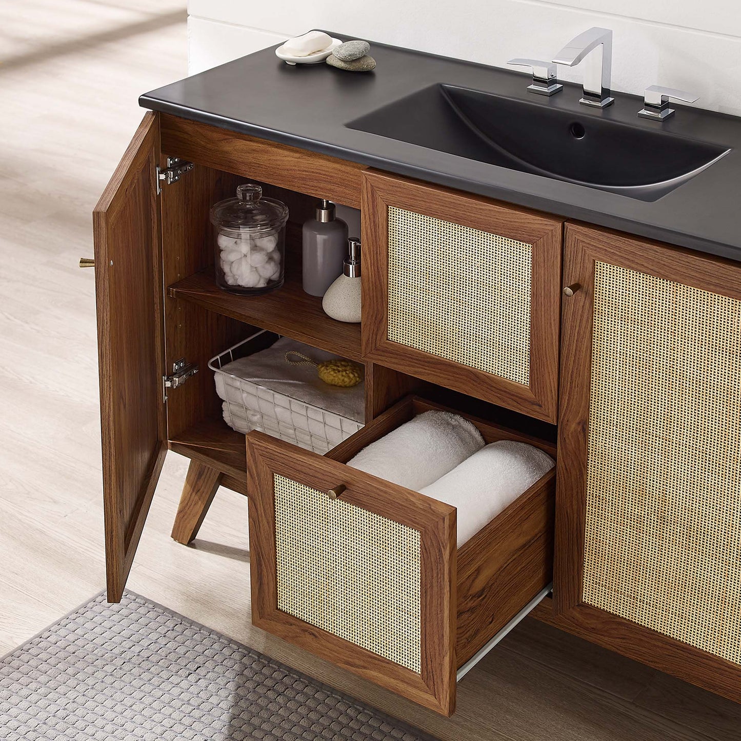 Modway furniture Soma Bathroom Vanity with Black Basin Included - EEI-6712-OAK-BLK