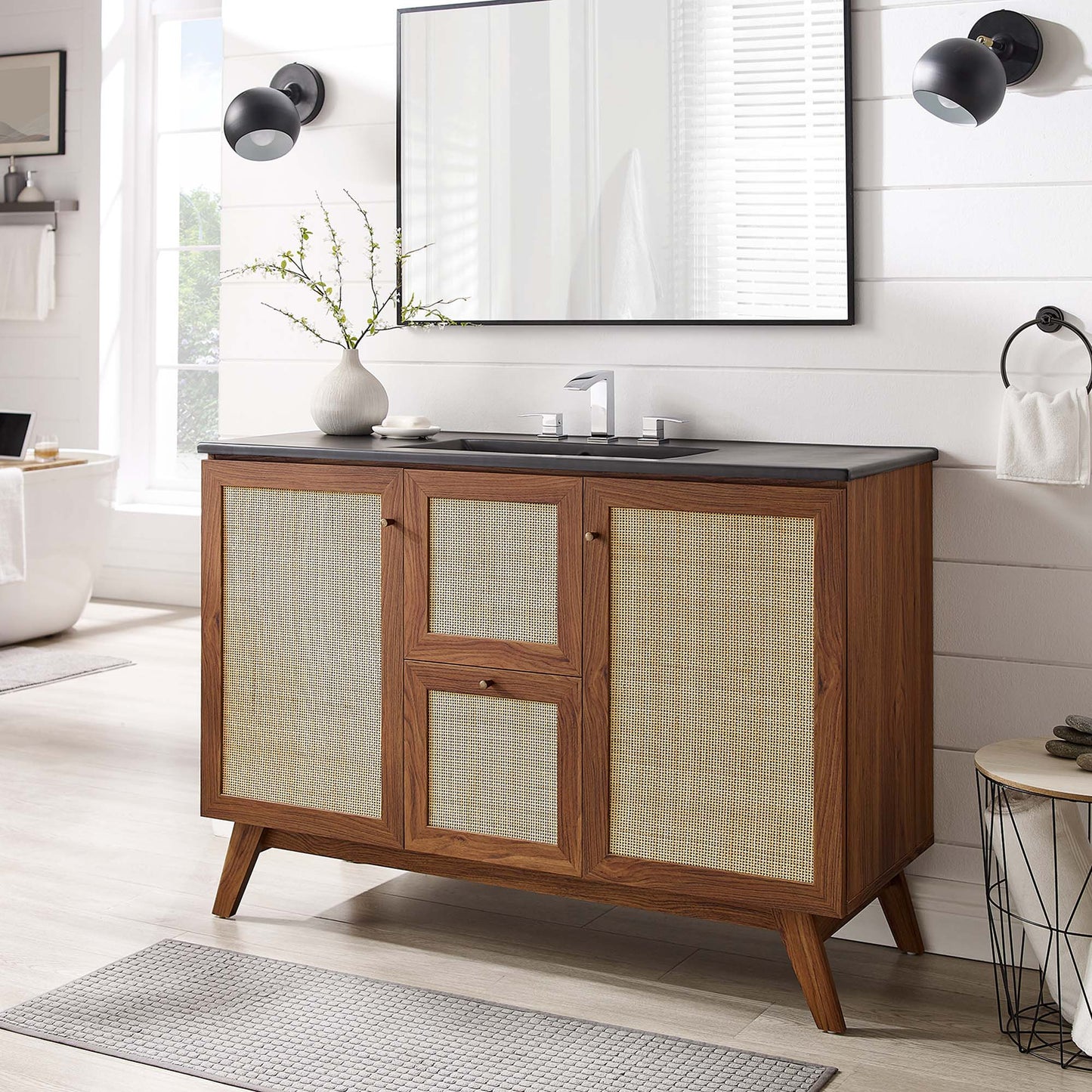 Modway furniture Soma Bathroom Vanity with Black Basin Included - EEI-6712-OAK-BLK