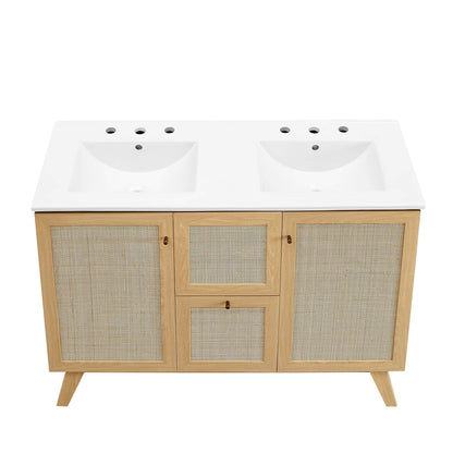 Modway furniture Soma Bathroom Vanity with White Basin Included - EEI-6711-OAK-WHI