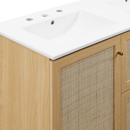 Modway furniture Soma Bathroom Vanity with White Basin Included - EEI-6711-OAK-WHI
