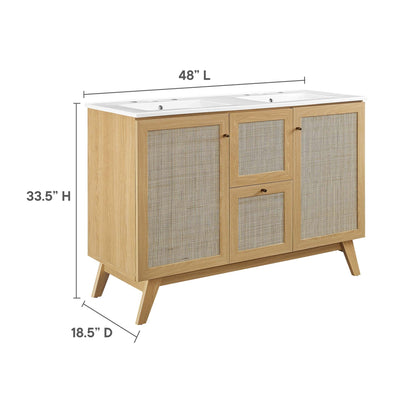 Modway furniture Soma Bathroom Vanity with White Basin Included - EEI-6711-OAK-WHI