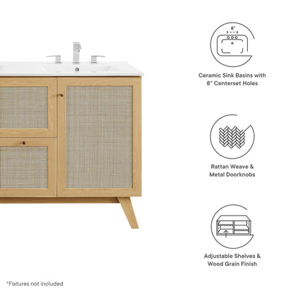 Modway furniture Soma Bathroom Vanity with White Basin Included - EEI-6711-OAK-WHI