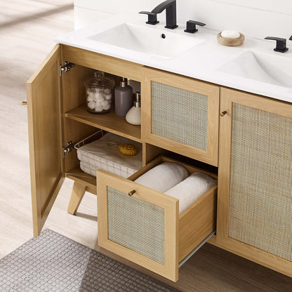 Modway furniture Soma Bathroom Vanity with White Basin Included - EEI-6711-OAK-WHI