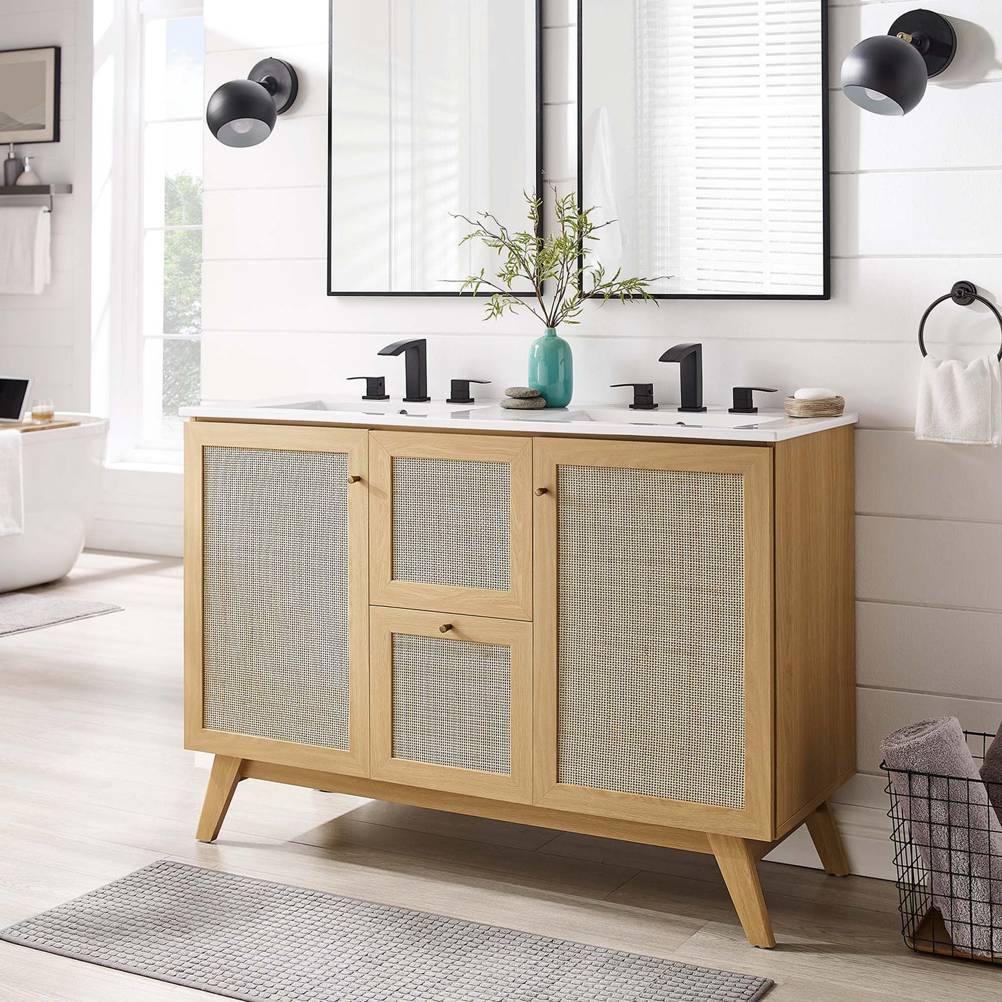 Modway furniture Soma Bathroom Vanity with White Basin Included - EEI-6711-OAK-WHI