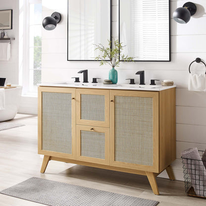 Modway furniture Soma Bathroom Vanity with White Basin Included - EEI-6711-OAK-WHI