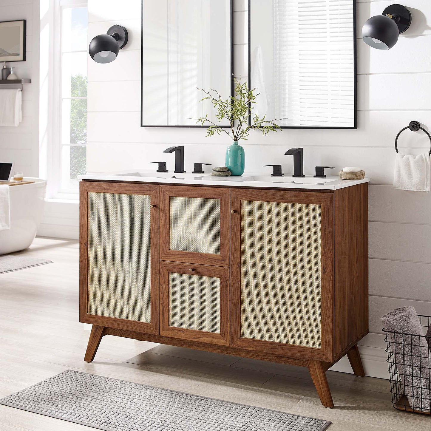 Modway furniture Soma Bathroom Vanity with White Basin Included - EEI-6711-OAK-WHI