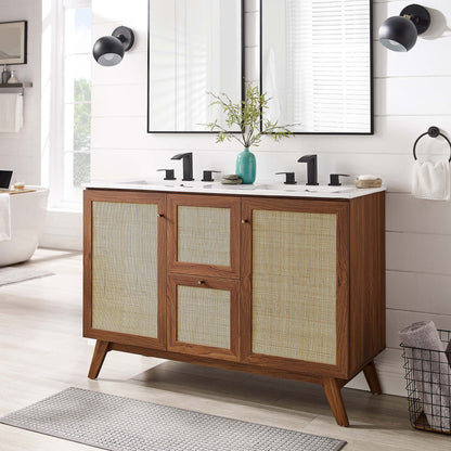 Modway furniture Soma Bathroom Vanity with White Basin Included - EEI-6711-OAK-WHI