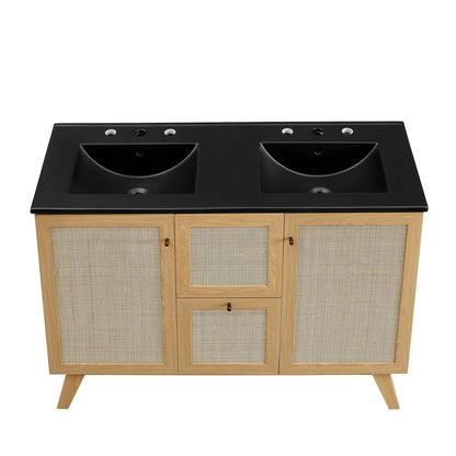 Modway furniture Soma Bathroom Vanity with Black Basin Included - EEI-6712-OAK-BLK