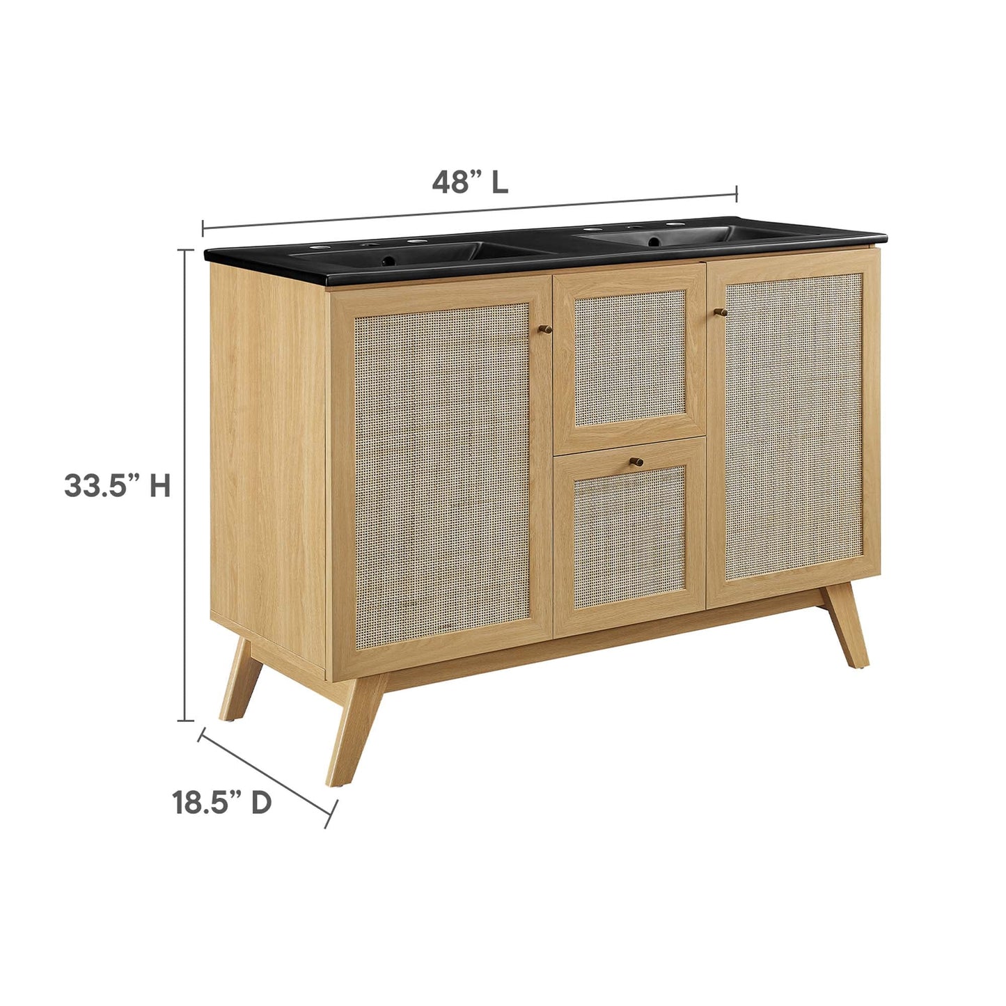 Modway furniture Soma Bathroom Vanity with Black Basin Included - EEI-6712-OAK-BLK
