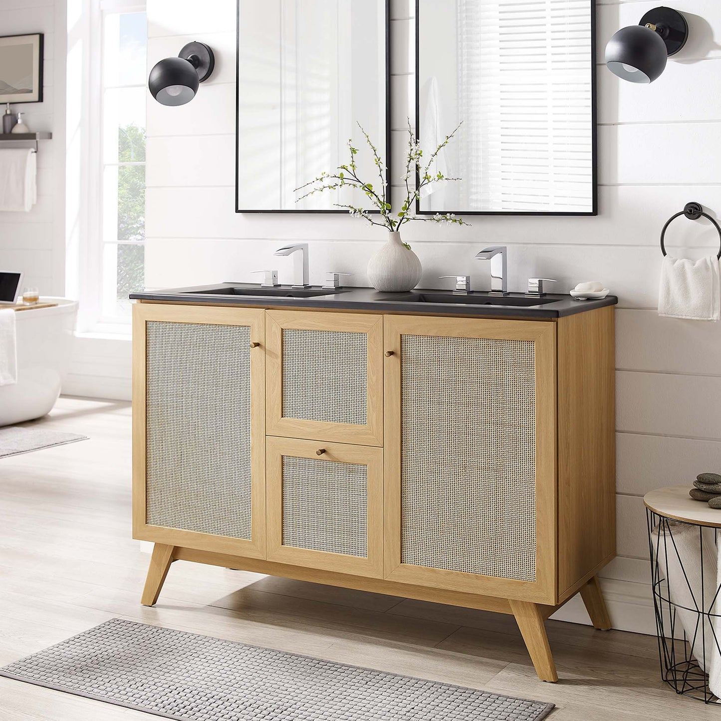 Modway furniture Soma Bathroom Vanity with Black Basin Included - EEI-6712-OAK-BLK