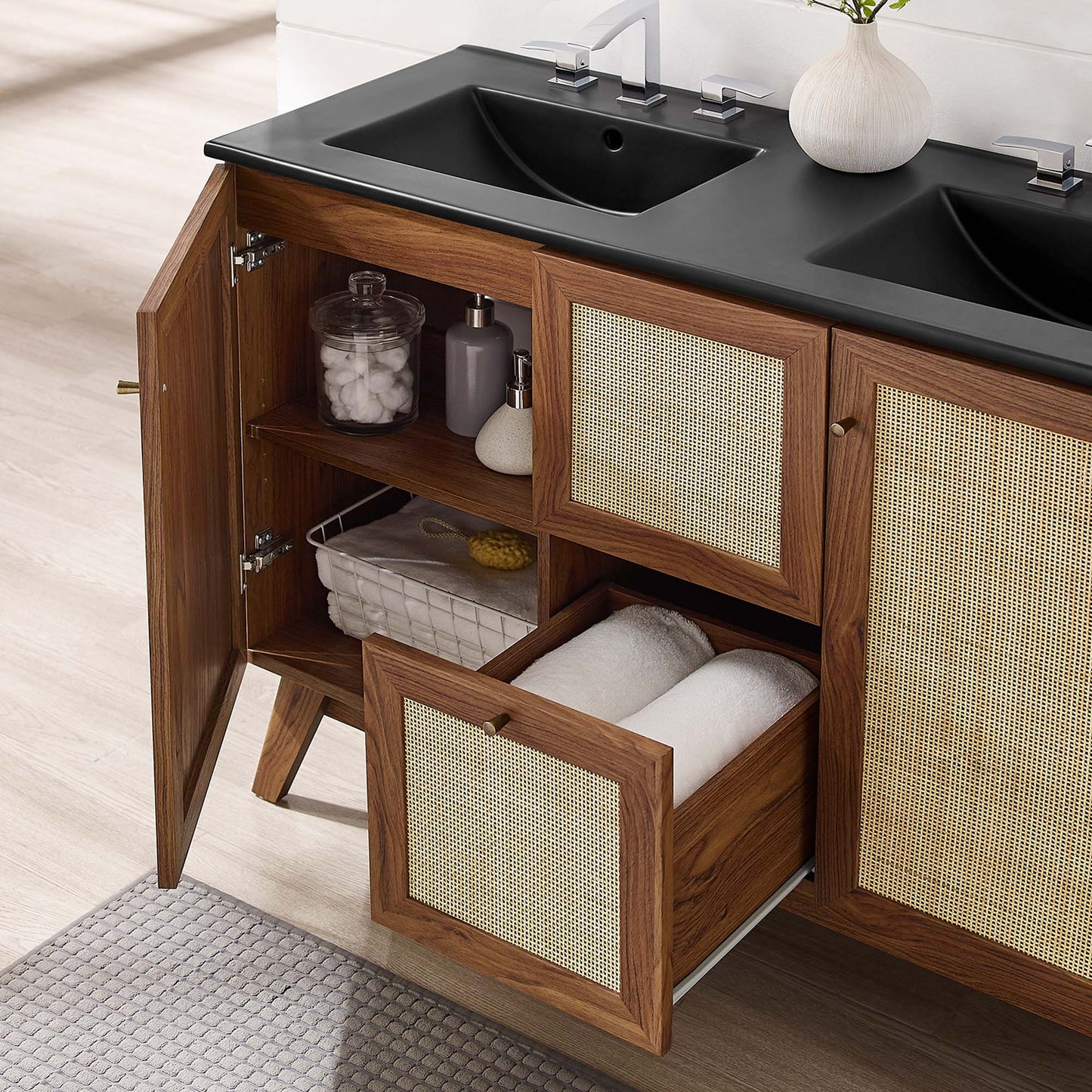 Modway furniture Soma Bathroom Vanity with Black Basin Included - EEI-6712-OAK-BLK